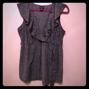 Black & white polka dot tie waist maternity blouse